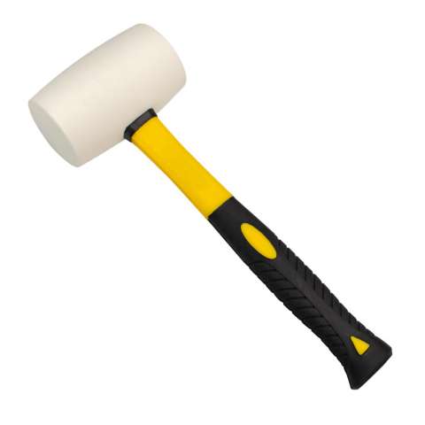 White color rubber mallet hammer with plastic coated fiberglass handle