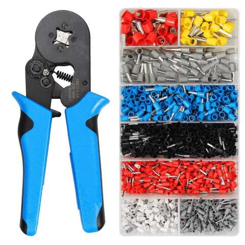 Crimper plier set cable wire stripper crimping tools with 1200 pcs wire terminals