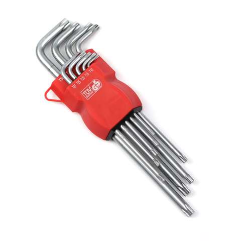 9pcs extra long length L-type torx wrench set with double head holes