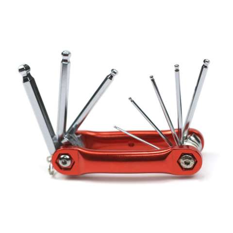 8pcs foldable ball end hex key wrench with aluminium frame for bicycle repairing