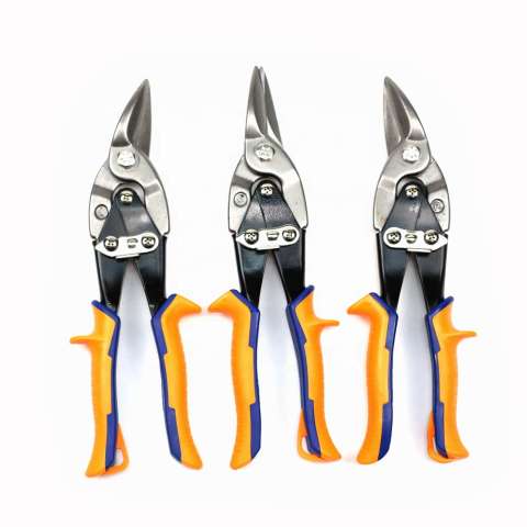 3pcs cheap steel metal sheet shears tinmans cutting scissors aviation snips set