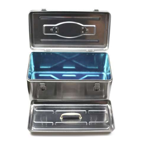 Heavy duty lockable double tray stainless steel iron box with portable handle