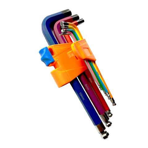Colorful 9pcs standard L type spanner ball head hex key wrench set