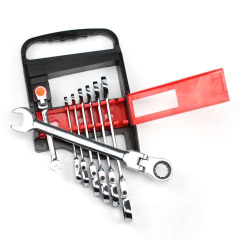 8pcs foldable ratchet spanner wrench set with flexible box end