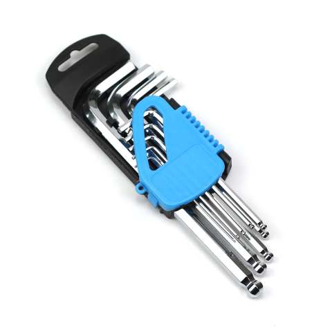9pcs long type ball end hex key wrench set with mirror chrome plated surface