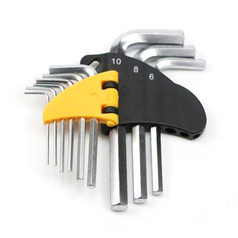 9pcs standard short length security torx key wrench set with new plastic clip
