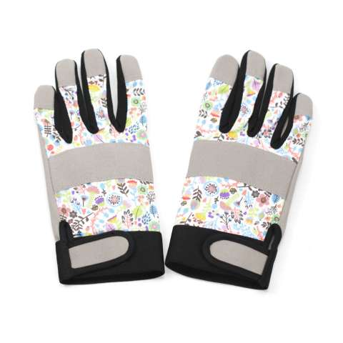 Microfiber fabric flower printing anti-cut safety gloves for gardening work