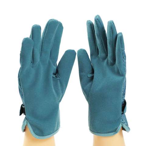 Artificial leather gloves with flower pattern for garden working and protection