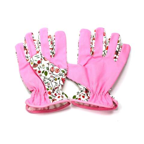 Pink color female using gardening and house working safety gloves for women