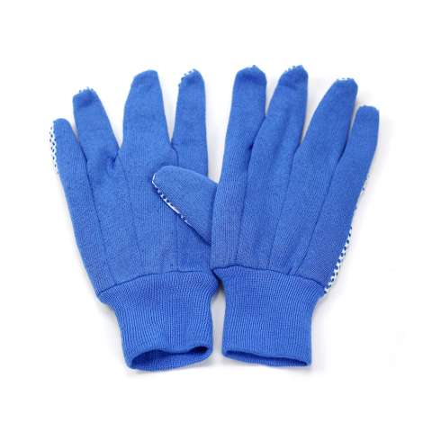 Sewing cotton fabric safe work gloves with PVC dots for working protection