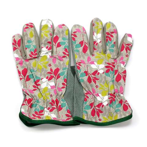 PVC dotted gardening working gloves with flower printing and anti-skid dots
