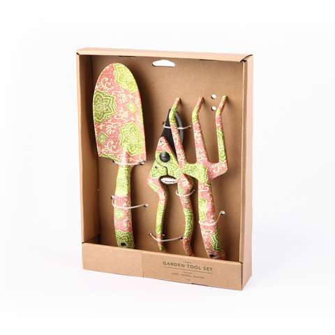 3pcs rustproof flower printing shovel rake scissor garden tool set