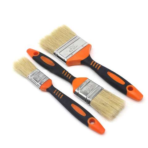 1/2/3/4 inch flat paint bristle brush with rubber handle for decoration