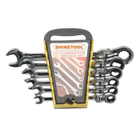 Flexible ratchet combination wrench set