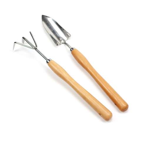 2pcs garden tool set agricultural rake shovel long wood handle planting tools