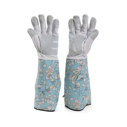 Goat pig cow leather labor protection work gloves with flower pattern long cuff