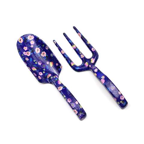 2pcs garden gift set decorative floral printing hand trowel and fork gardening tools