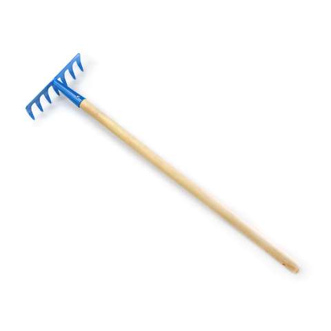 Long wooden handle blue weeding and soil plowing rake