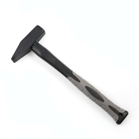 Machinist hammer with double color plastic coated fiberglass handle
