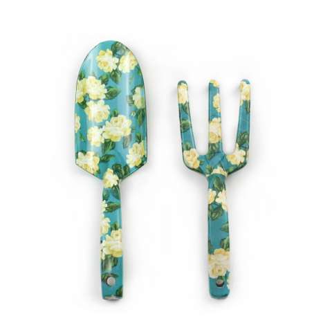 2pcs garden work appliance set rake and shovel with flower printed surface