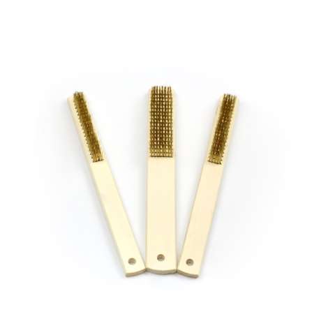 Polishing and rust removal wood handle brass steel wire brush