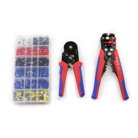 Wire stripper pliers cable crimping tools set with 1200 pcs terminal assortment