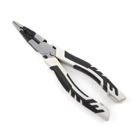 Multi-function Cr-V long nose pliers with new type double color plastic handle
