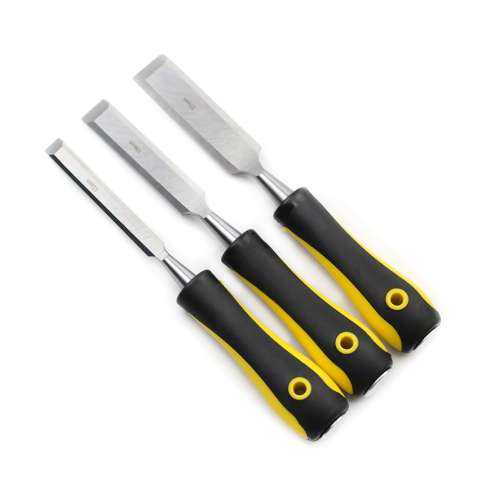 3pcs woodworking chisel set with double color TPR handle